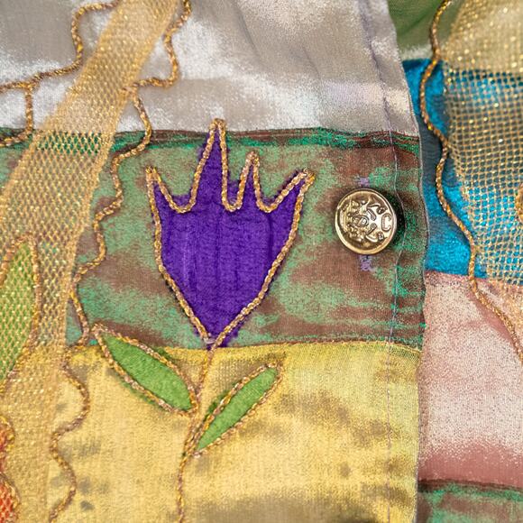 Sandy Starkman Mixed Media Floral Patchwork Art to Wear Jacket Women's SZ MEDIUM - Picture 7 of 11